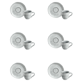 Jogo 6 Xicaras de Café com Pires Bio Echo Branco 120ml - Ela Decora